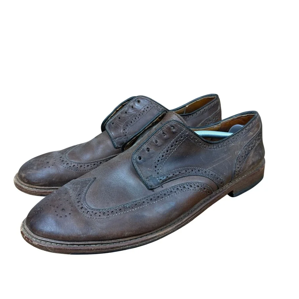Allen Edmonds McAllister Wingtip Oxford Mens 13 D Brown Leather Brogue Shoes